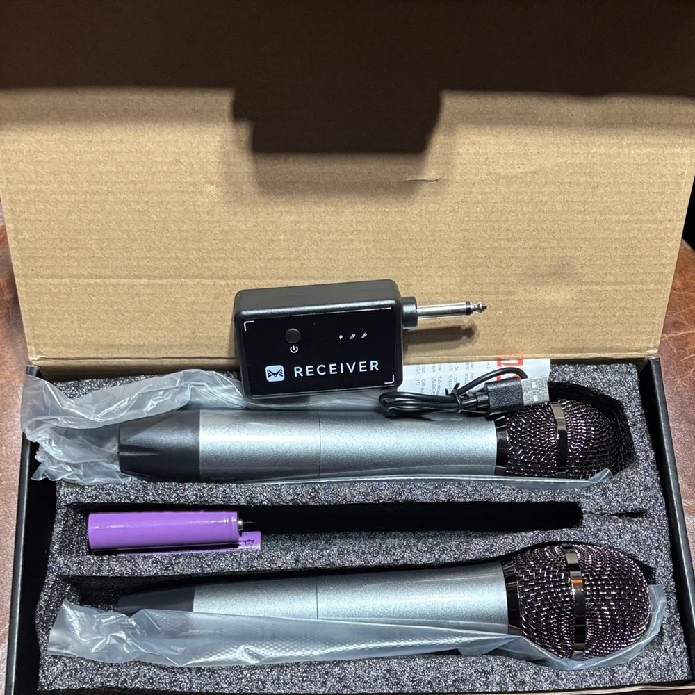 Sleek Silver Wireless Microphone Set
